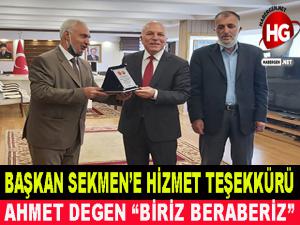 BAŞKAN SEKMEN'E TEŞEKKÜR PLAKETİ