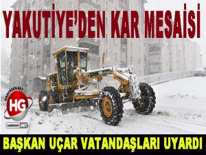 YAKUTİYE'DE KAR MESAİSİ BAŞLADI